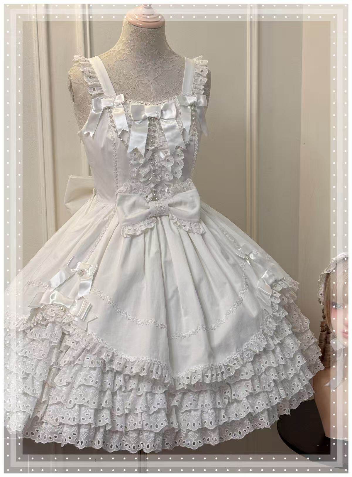 【受注予約~3/12】フリルローズデコレーション ジャンパースカート【小能熊】