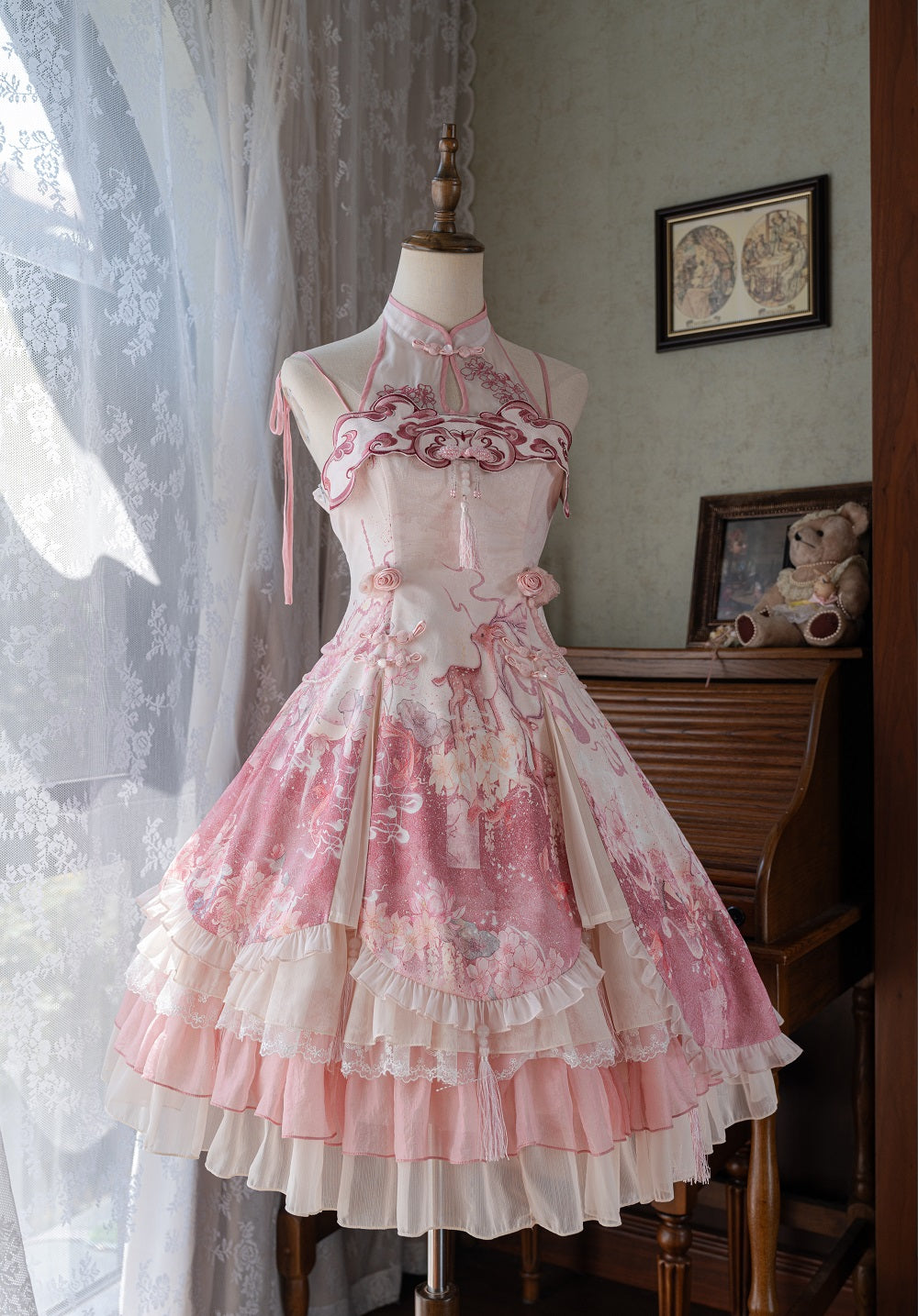 花の宴 チャイナ風ワンピースセット【Melonshow】