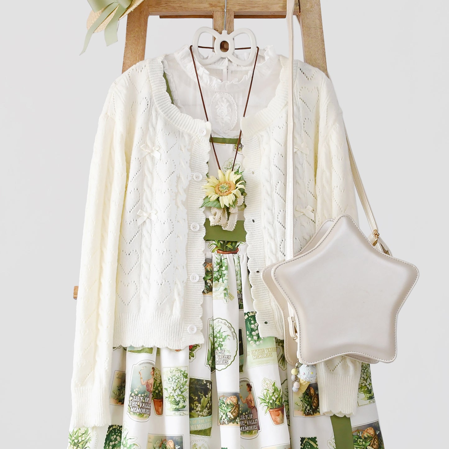 Heart hollow カーディガン【MIST】