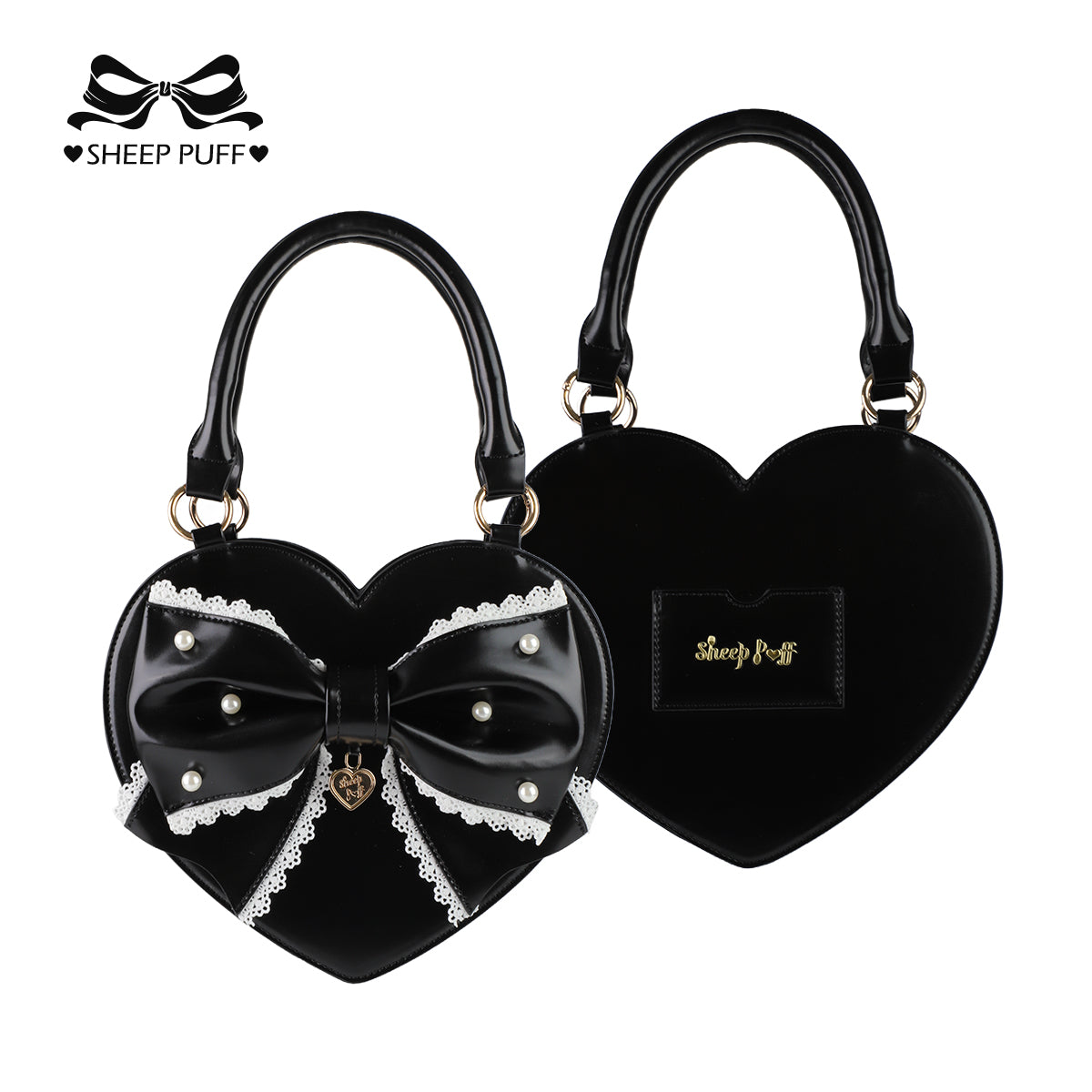 【受注予約~9/8】リボンハート ハンドバッグ【Sheep Puff】