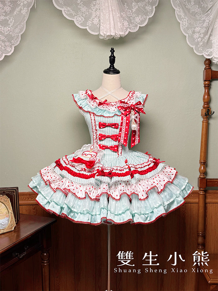 【受注予約~9/25】Eat Cake ジャンパースカート【双生小熊】