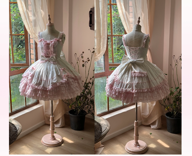 【受注予約~3/12】フリルローズデコレーション ジャンパースカート【小能熊】