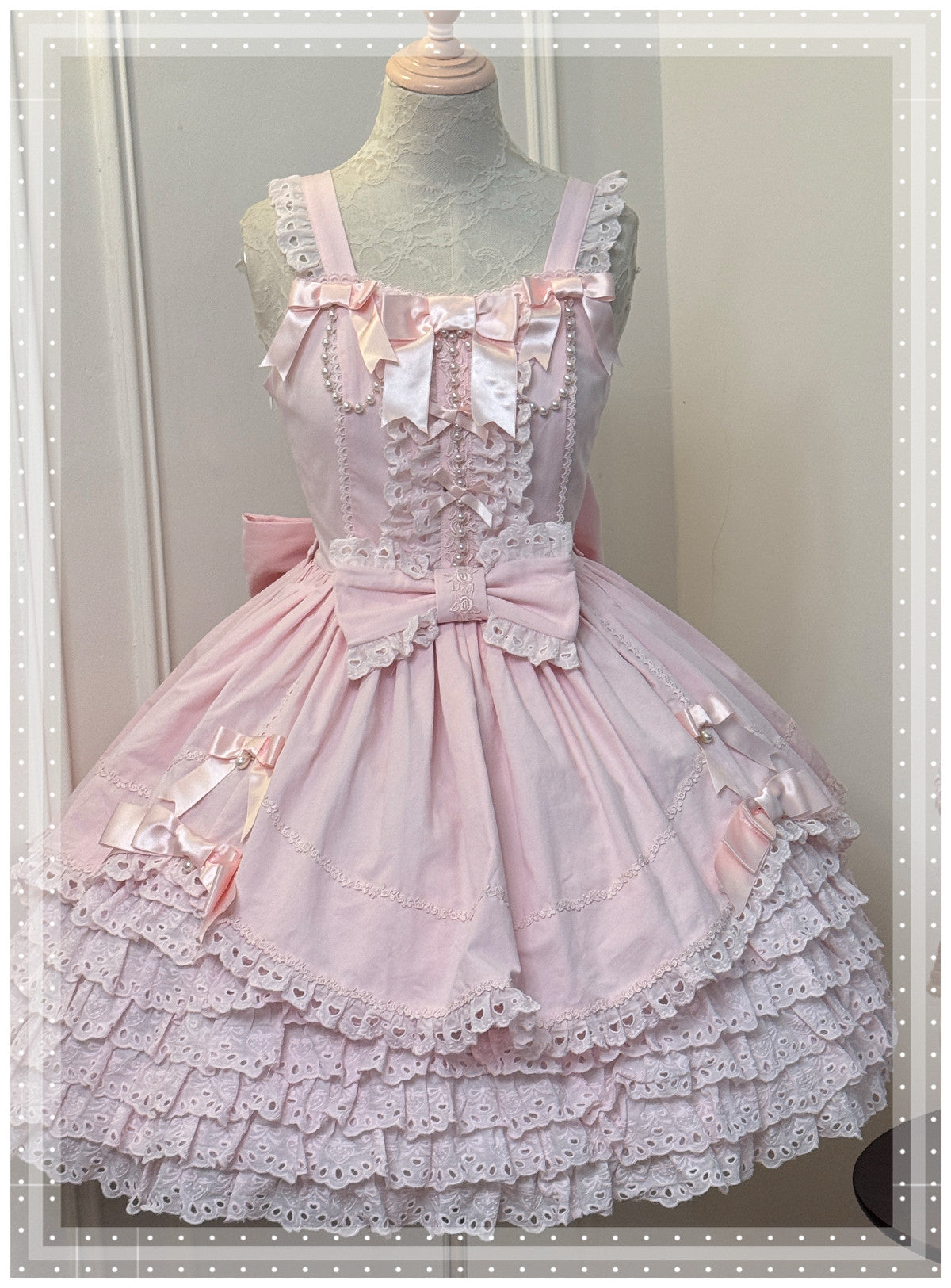 【受注予約~3/12】フリルローズデコレーション ジャンパースカート【小能熊】