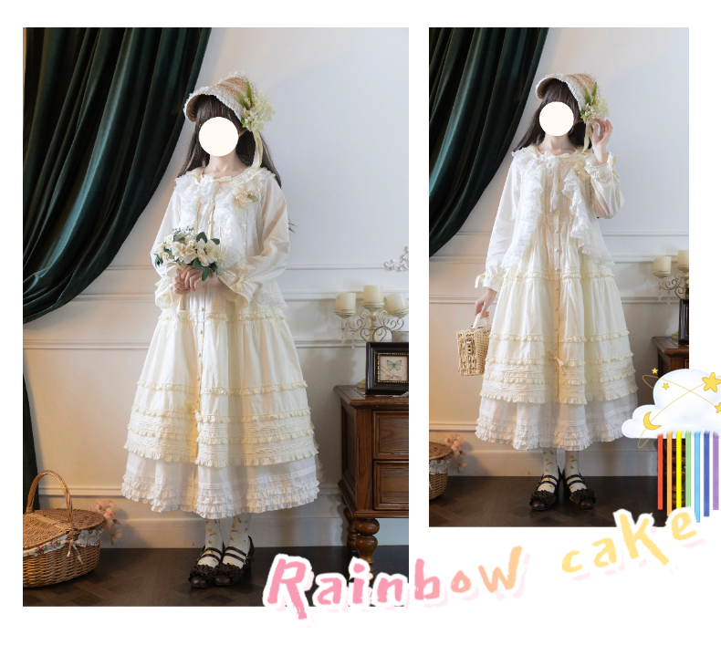 【受注予約~9/18】Rainbow Cake ワンピース（長袖）【Spring Flower Language】