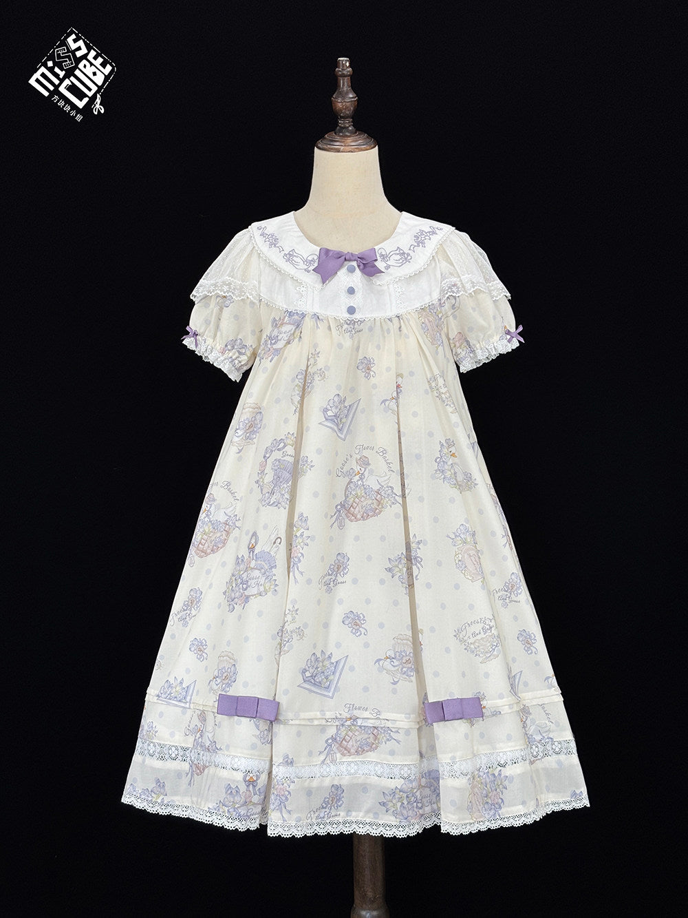 Little White Goose with Flowers ワンピース(タイプ2)【Miss Cube