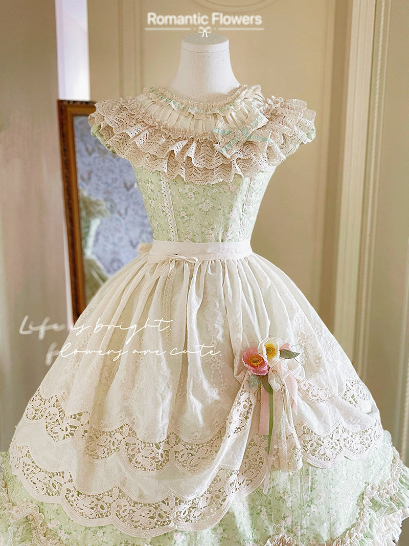 【受注予約~7/20】Romantic Flowers ワンピース(タイプ1)　【白月】
