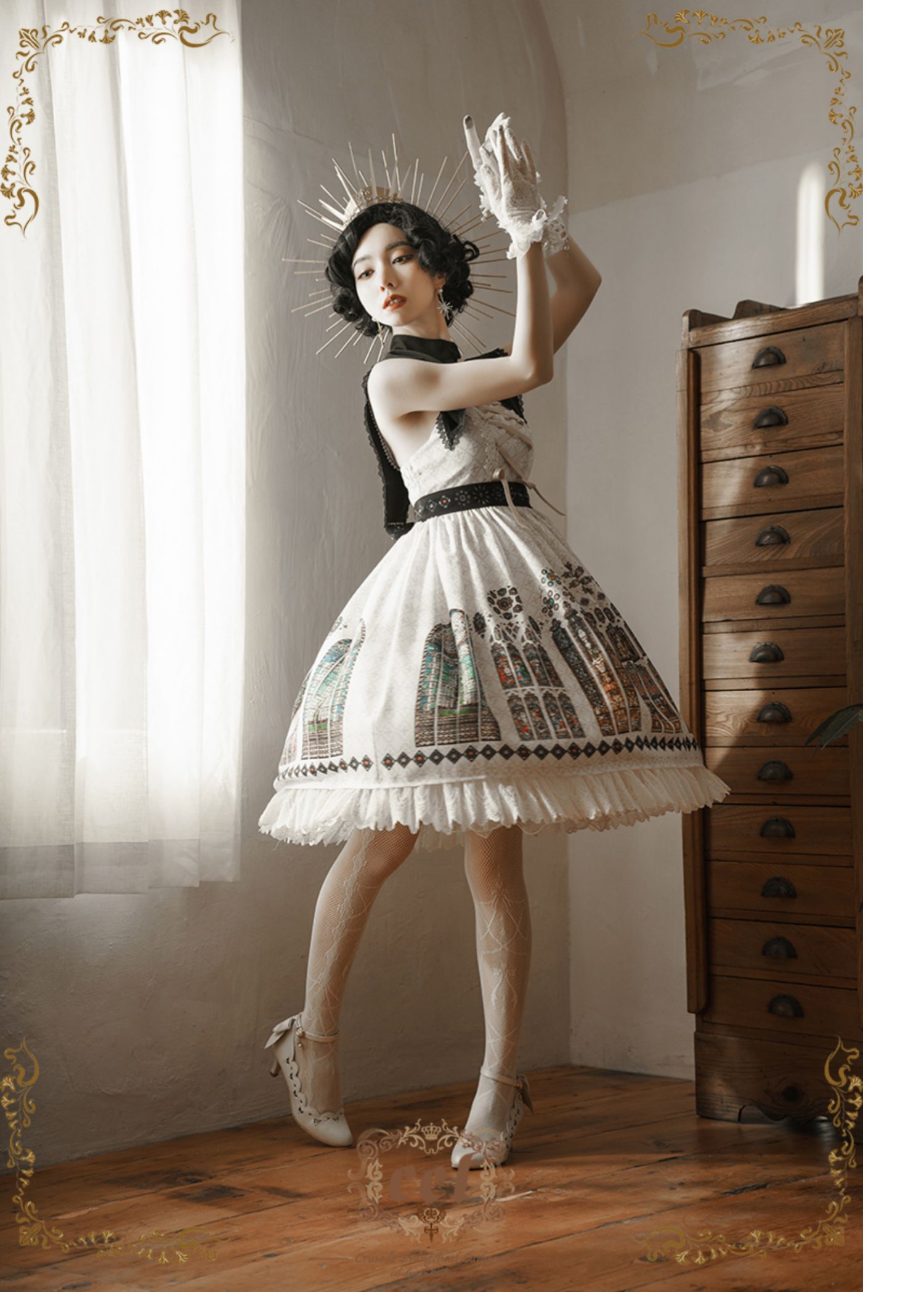Holy Wolf　ジャンパースカート　ボンネット　付け襟　アイボリー The Holy Cross ジャンパースカート【CEL】 – Epetice