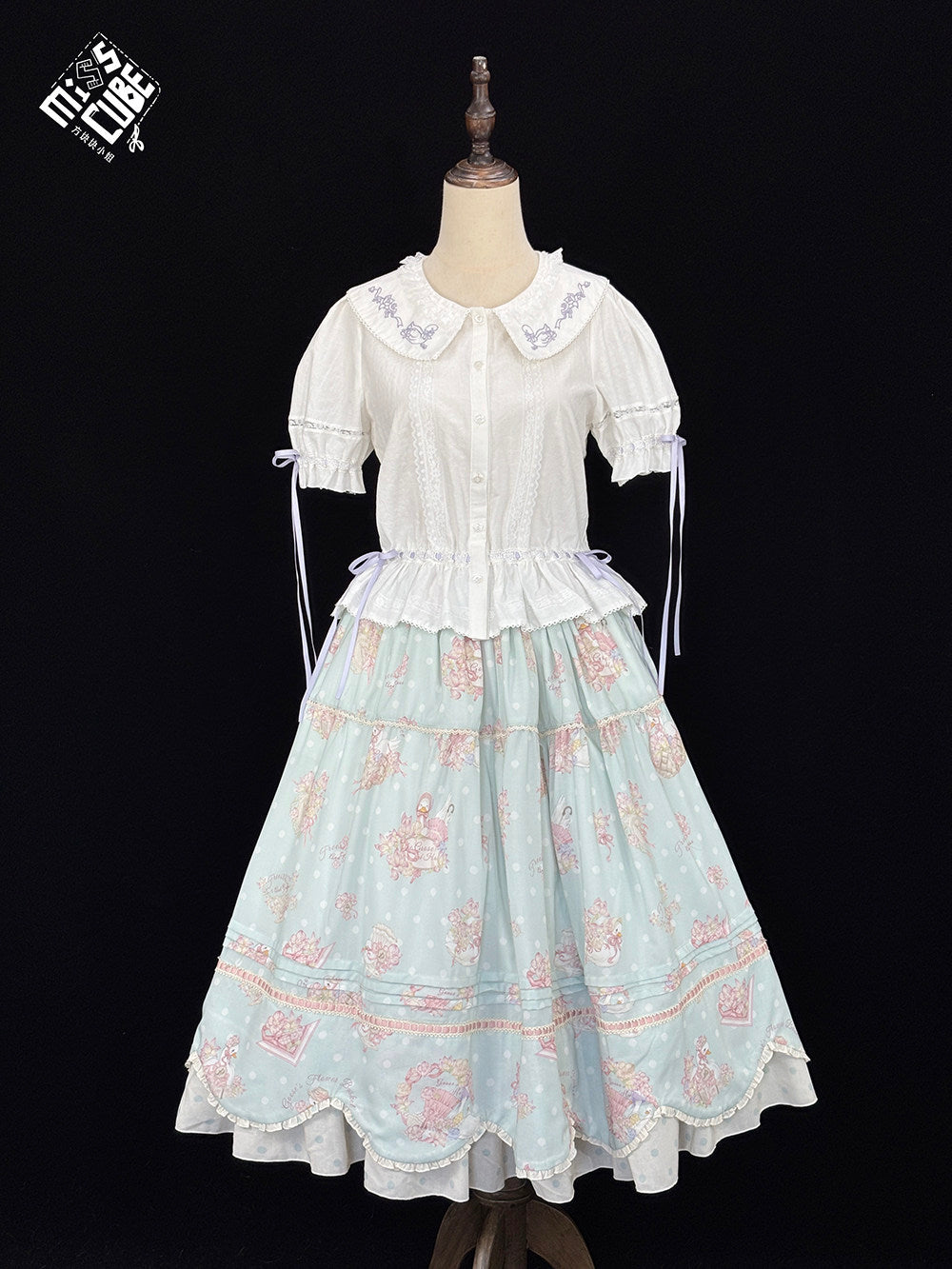 【受注予約~7/23】Little White Goose with Flowers ブラウス・スカート【Miss Cube】