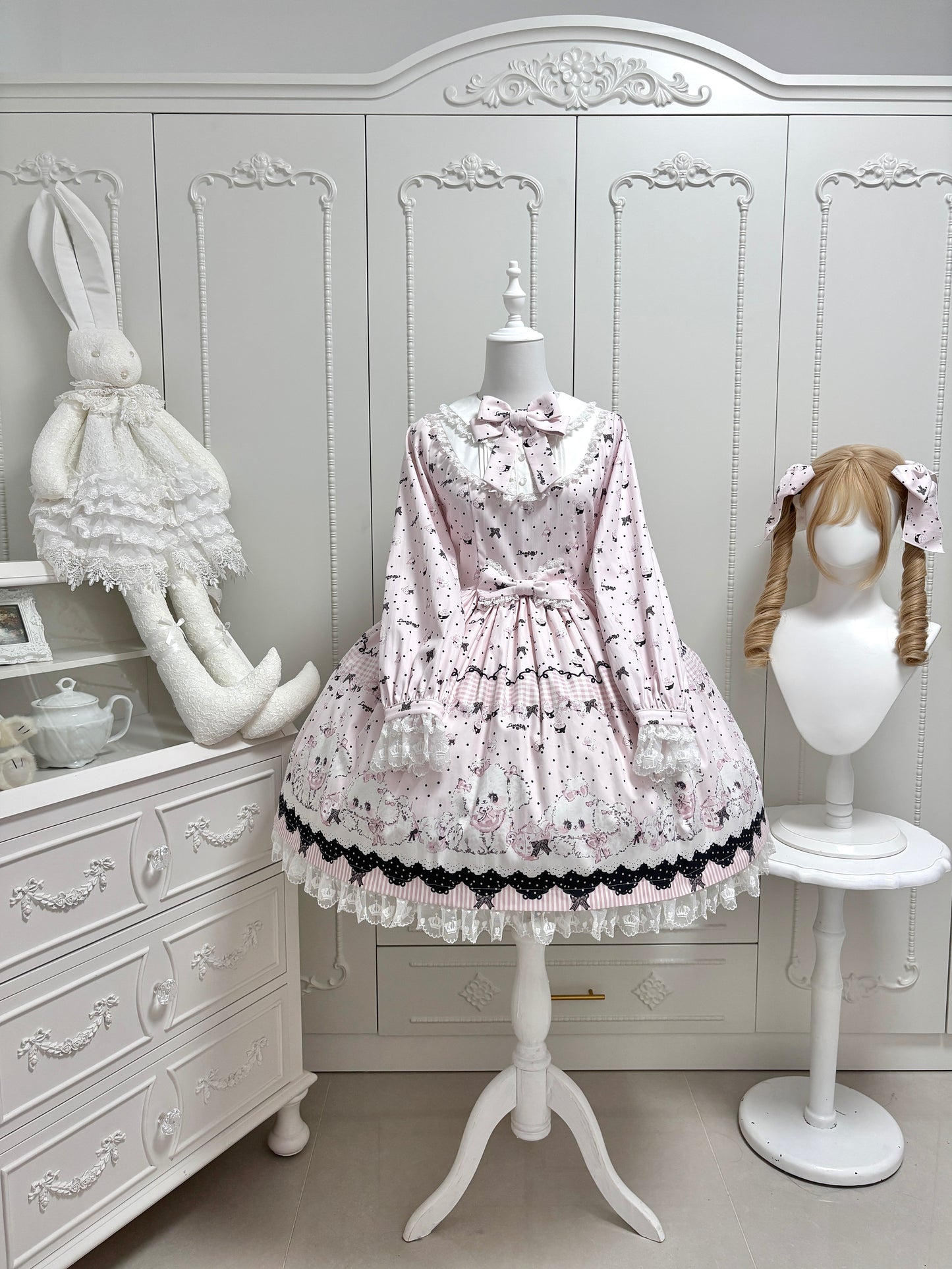 【受注予約~11/18】Polka Dot Puppy ワンピース【兔果芋園】