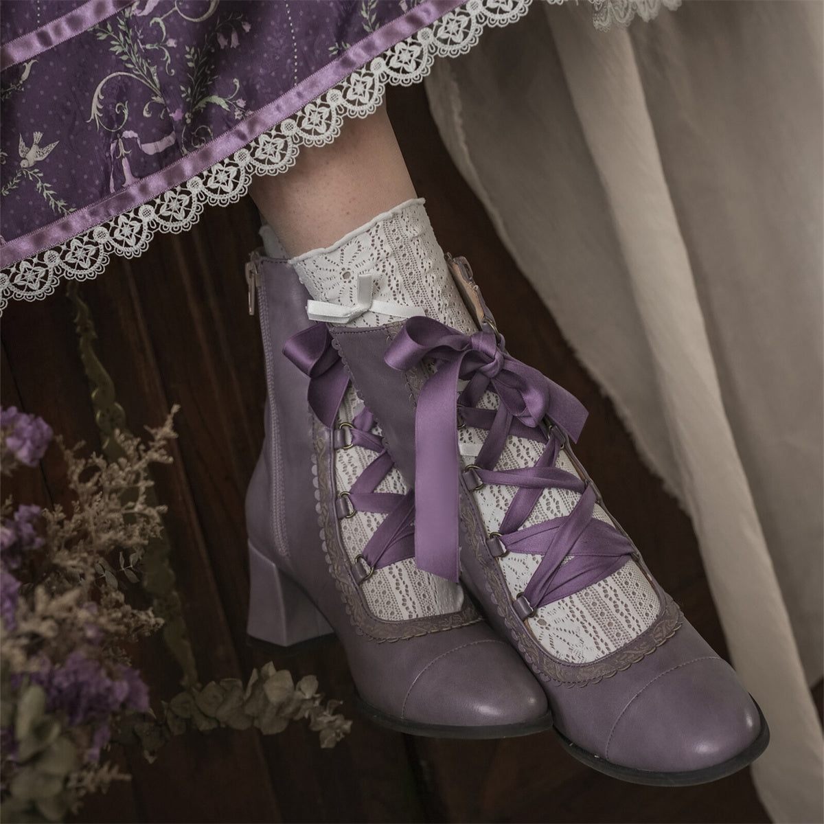 【受注予約~9/25】Angel Flower Wall ショートブーツ【MODO】