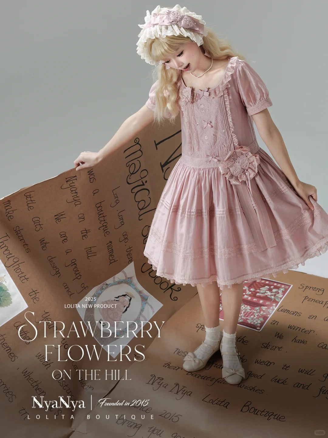 【受注予約~9/2】Strawberry Flowers on the Hill 5.0 ワンピース【NyaNya】