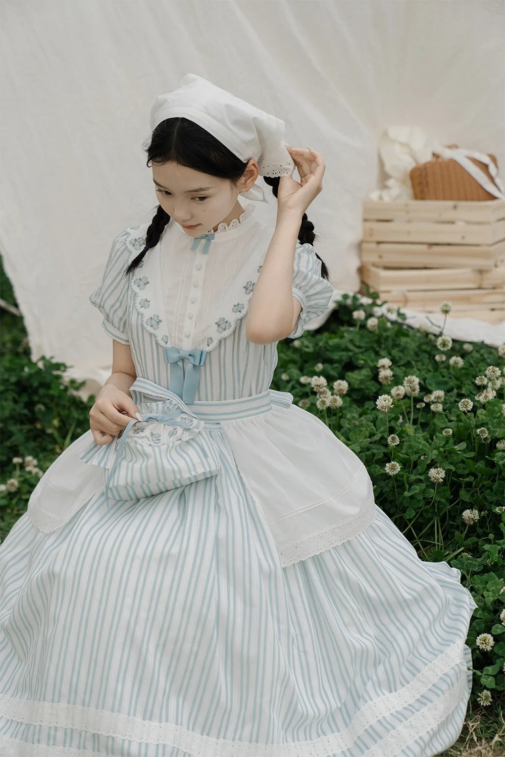 【受注予約~8/6】Striped Nemophila ワンピース・ジャンパースカート【Whital Alley】
