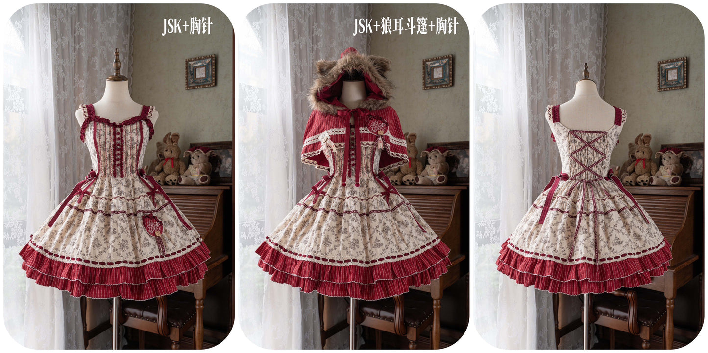 【受注予約~4/27】森の赤ずきんちゃん ワンピース・ジャンパースカートセット【Peony】
