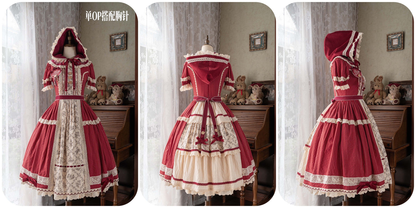 【受注予約~4/27】森の赤ずきんちゃん ワンピース・ジャンパースカートセット【Peony】