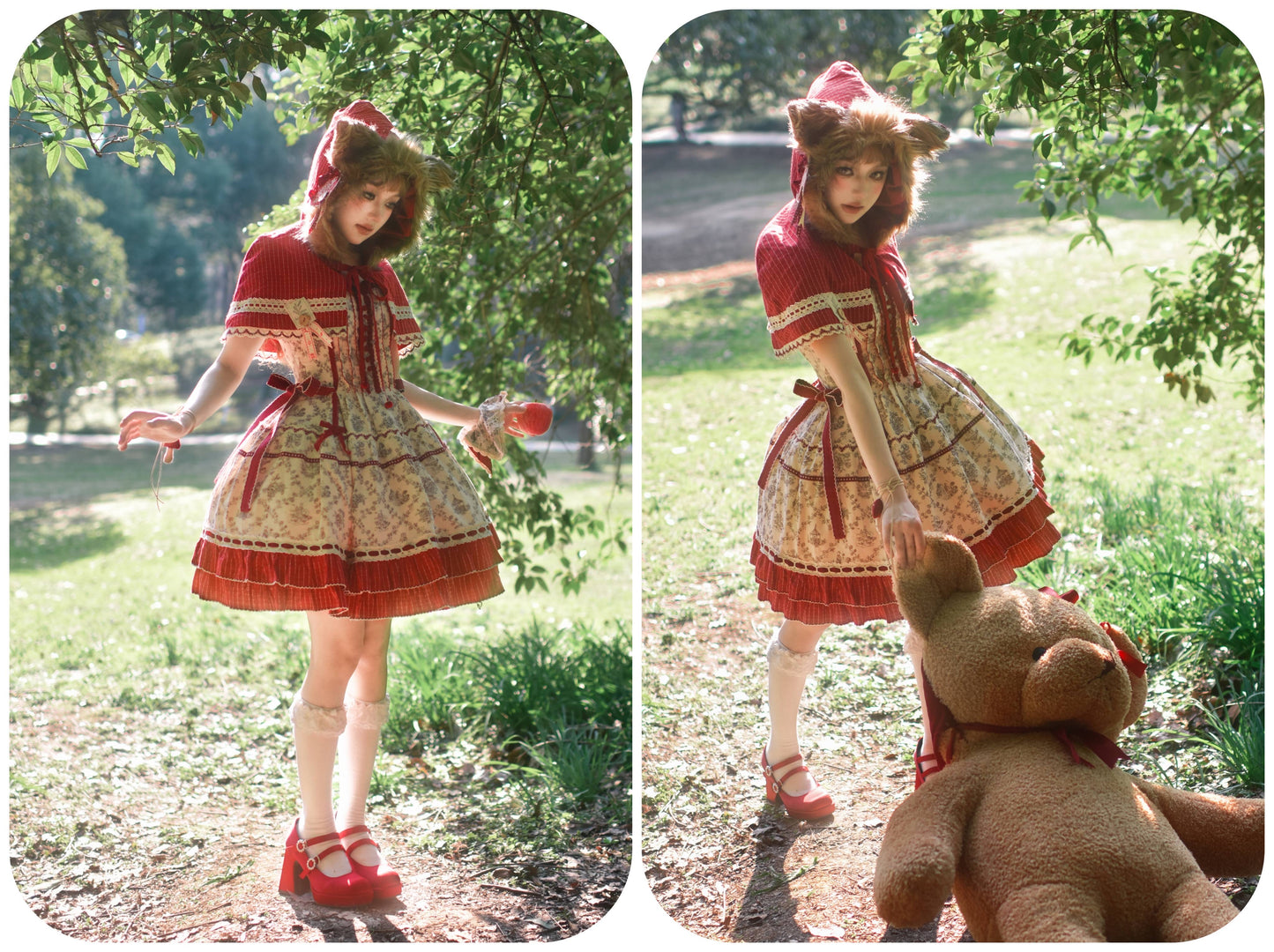 【受注予約~4/27】森の赤ずきんちゃん ワンピース・ジャンパースカートセット【Peony】