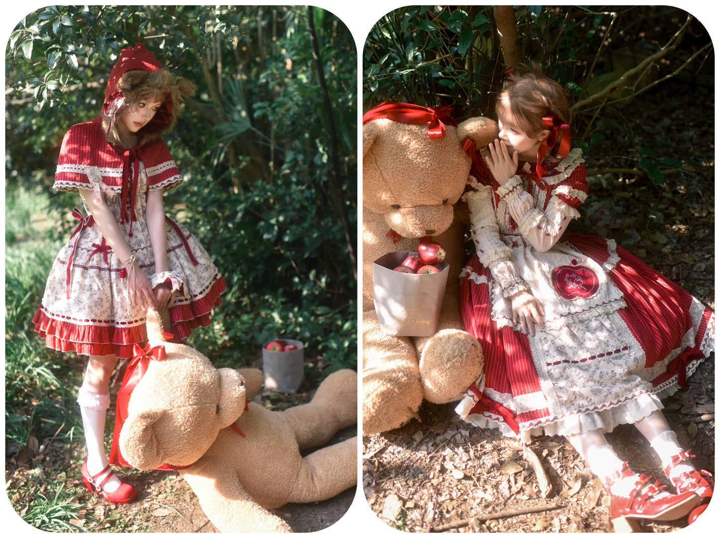 【受注予約~4/27】森の赤ずきんちゃん ワンピース・ジャンパースカートセット【Peony】