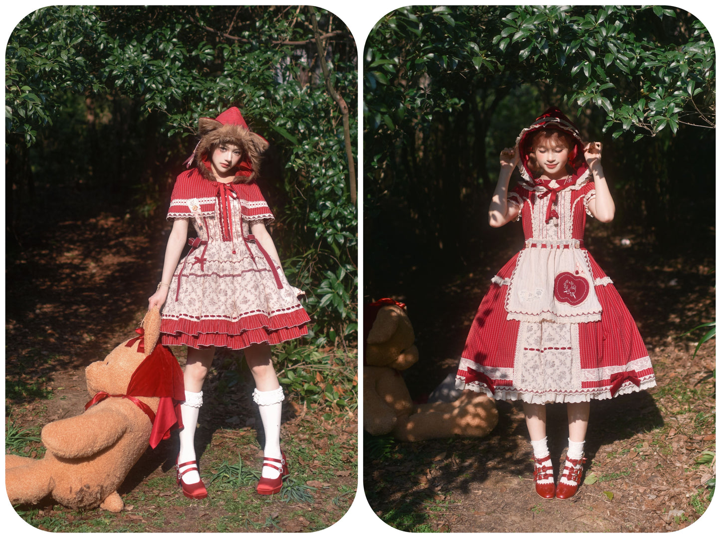 【受注予約~4/27】森の赤ずきんちゃん ワンピース・ジャンパースカートセット【Peony】