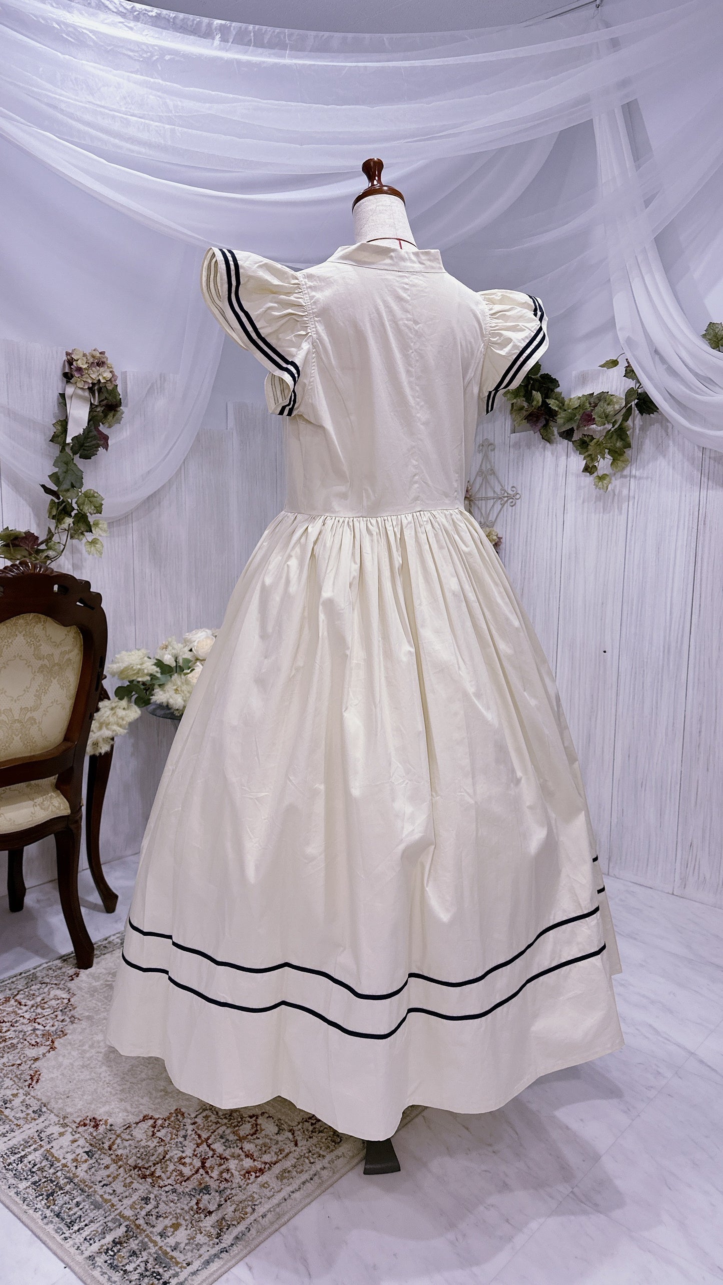 肩フリル 前ボタンセーラーワンピース【Baroque】