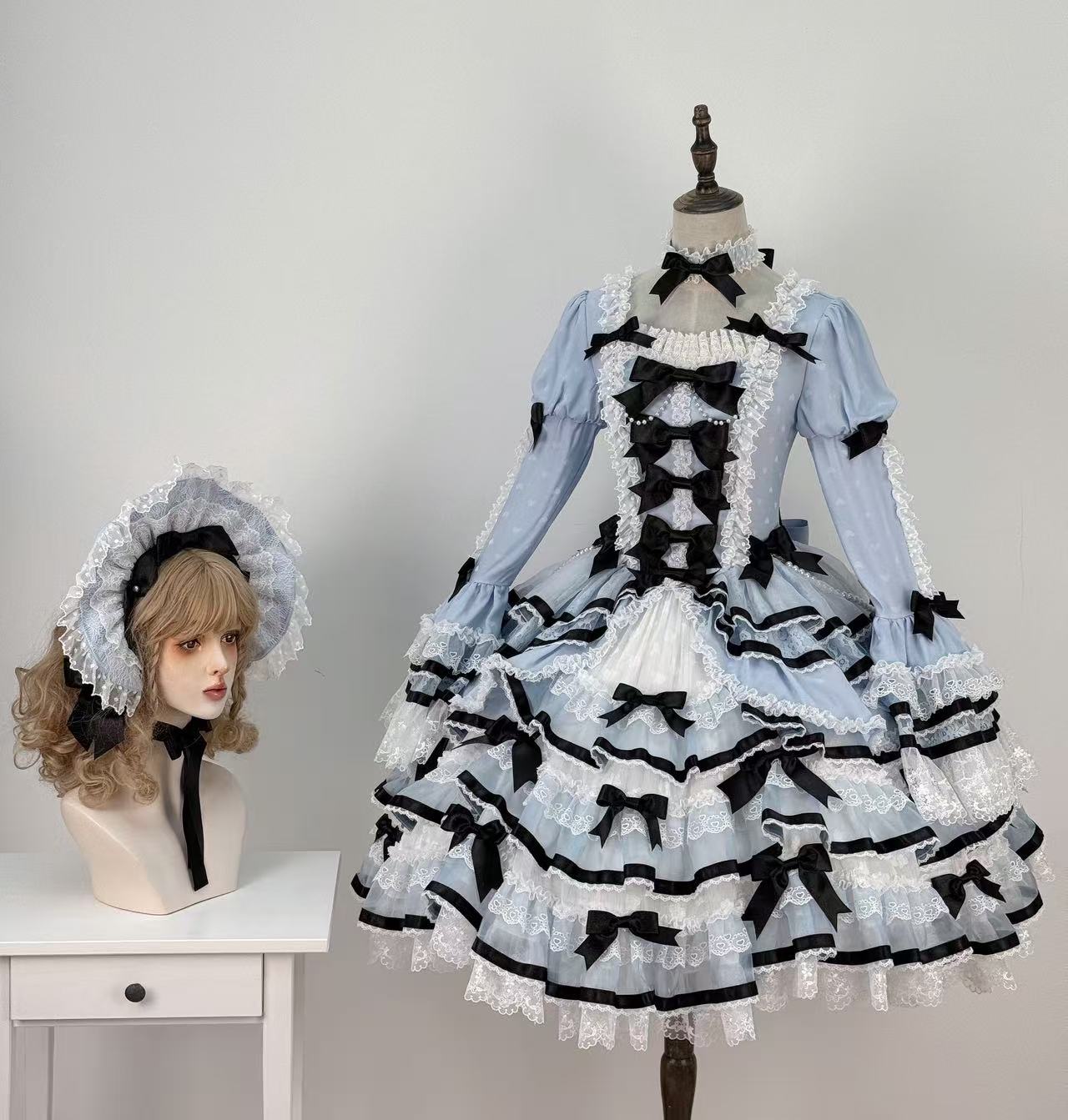 【受注予約~5/10】Velvet Cake ワンピース・フルセット(サックス×ブラック SP ver.)【Angels Heart】