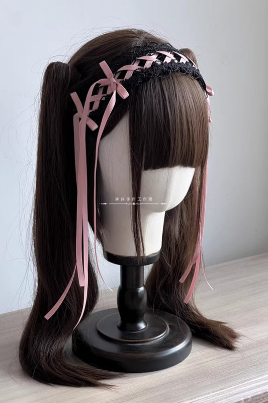 リボンテールヘッドドレス(ブラック)【妹抖手作工作屋】