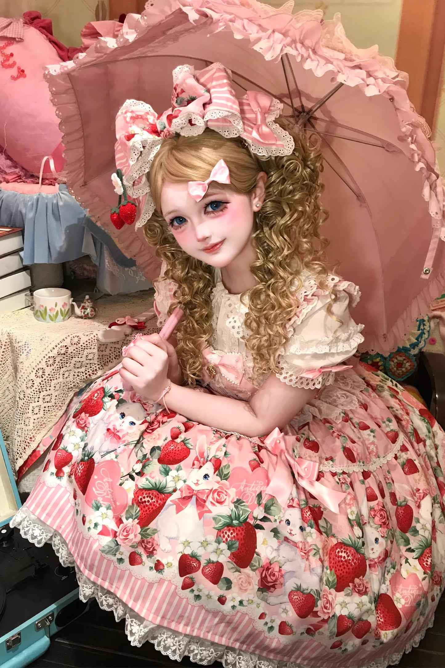 【受注予約~4/29】Strawberry Rabbit アクセサリー【Antique Doll】