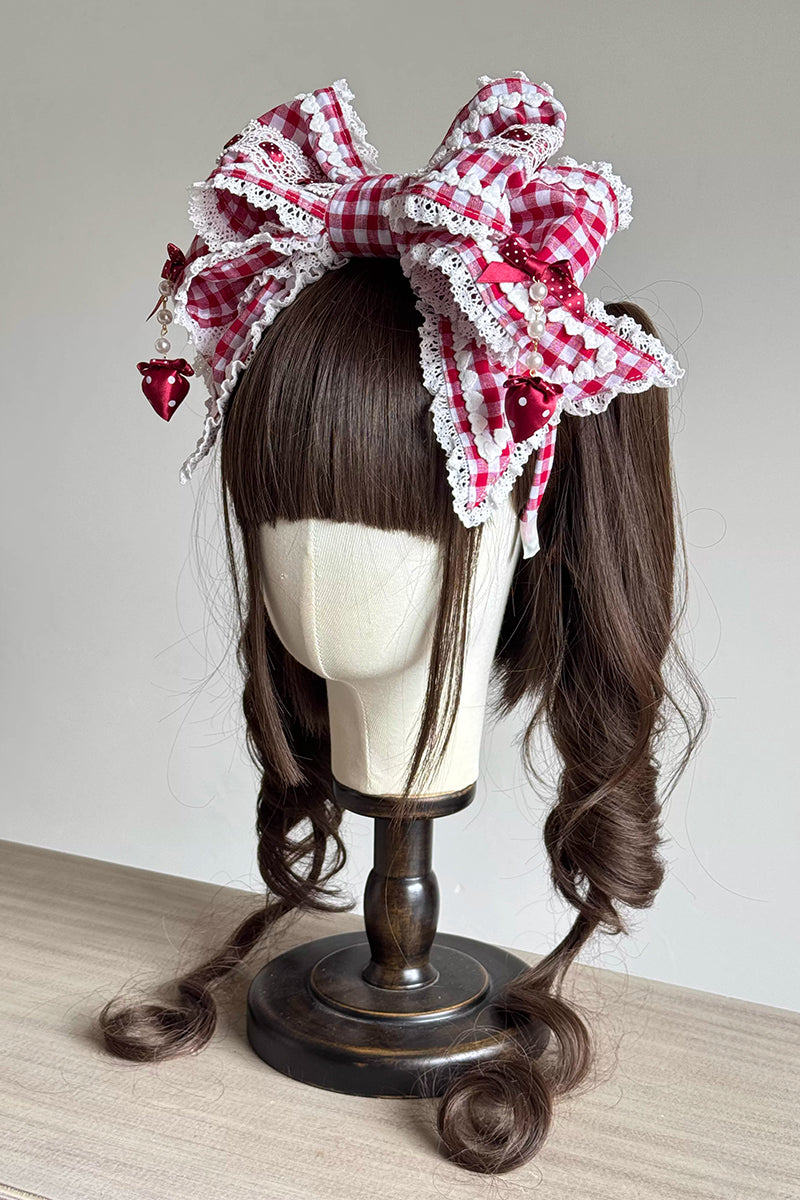 ギンガムチェックリボンカチューシャ【妹抖手作工作屋】 – Epetice