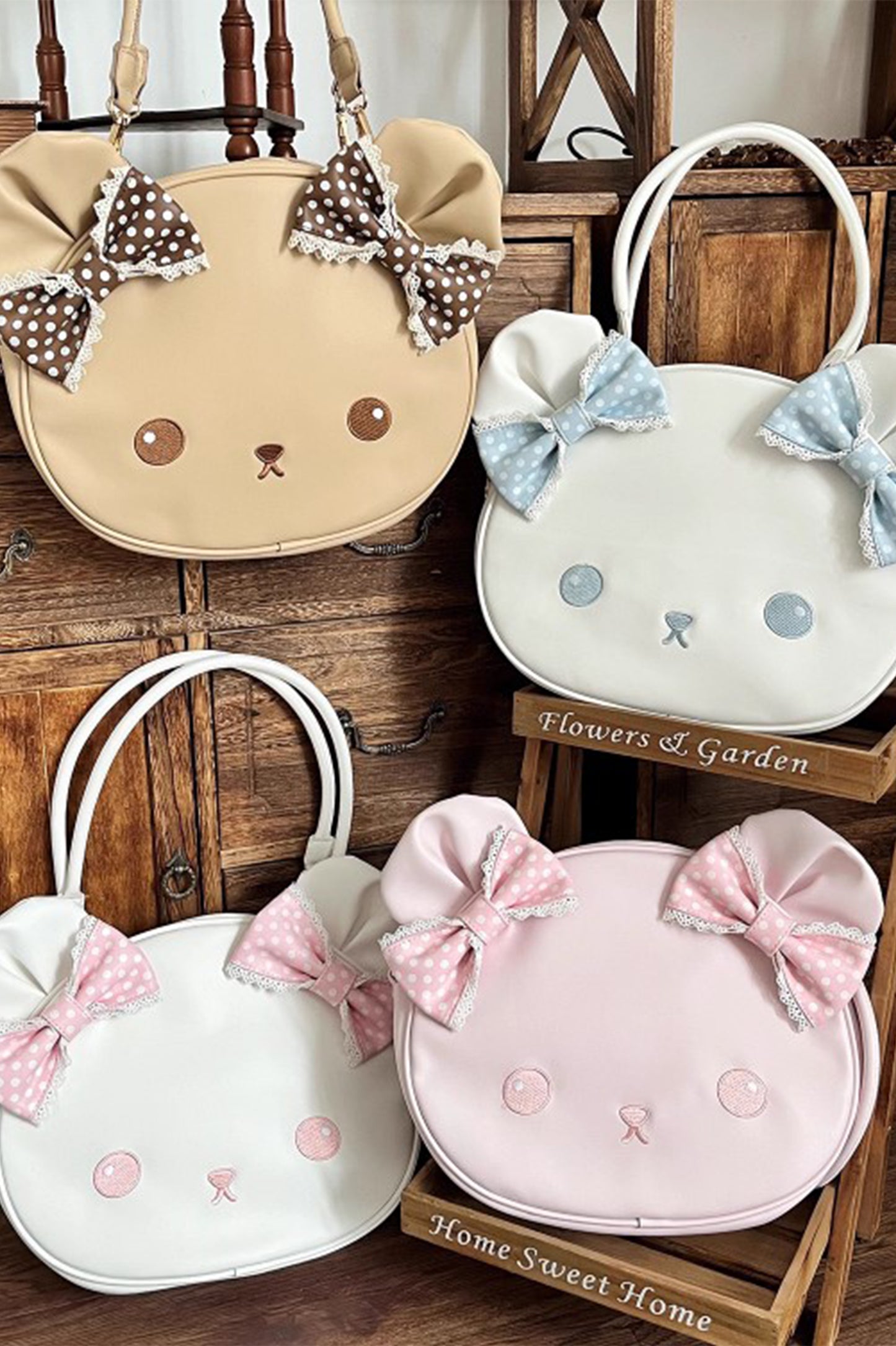 【受注予約~8/31】リボンくまちゃんバッグ【Sheep Puff】