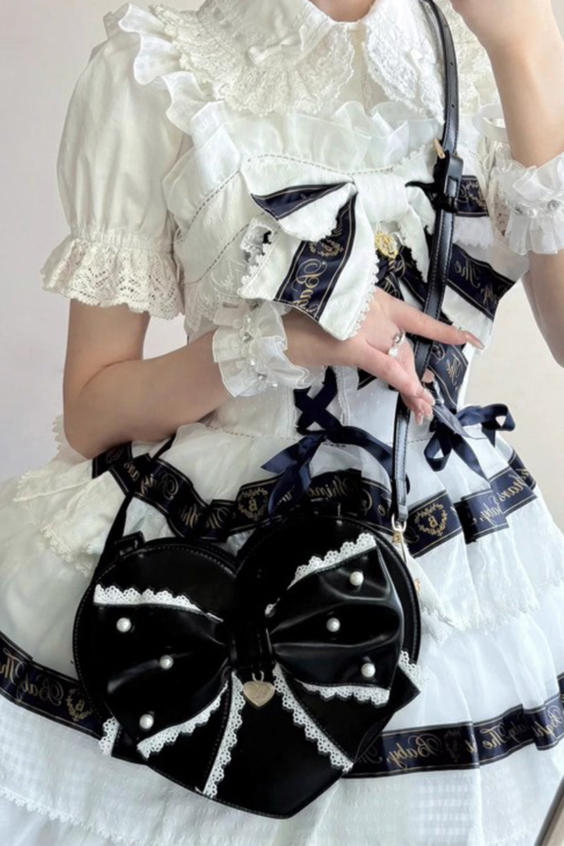 【受注予約~9/8】リボンハート ハンドバッグ【Sheep Puff】