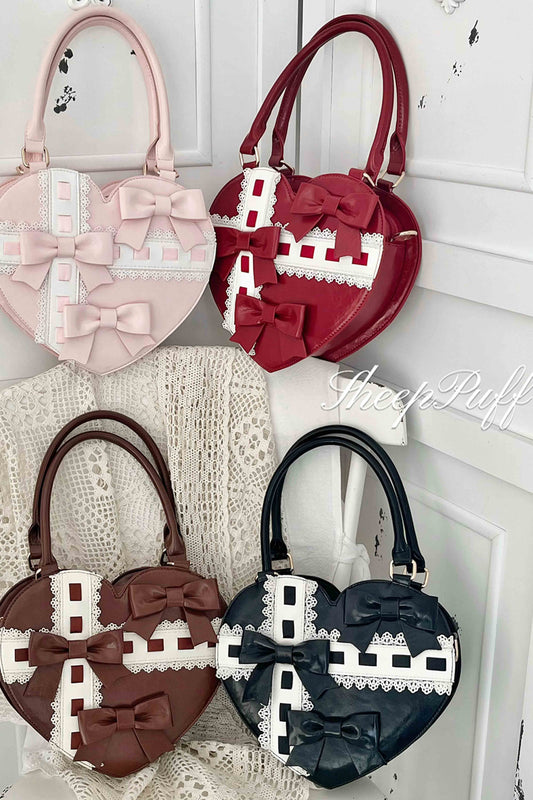 【受注予約~9/18】はしごリボンハートバッグ【Sheep Puff】