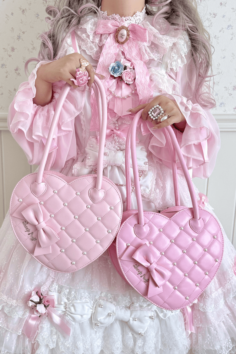 【受注予約~1/13】キルティングハートバッグ【Sheep Puff】