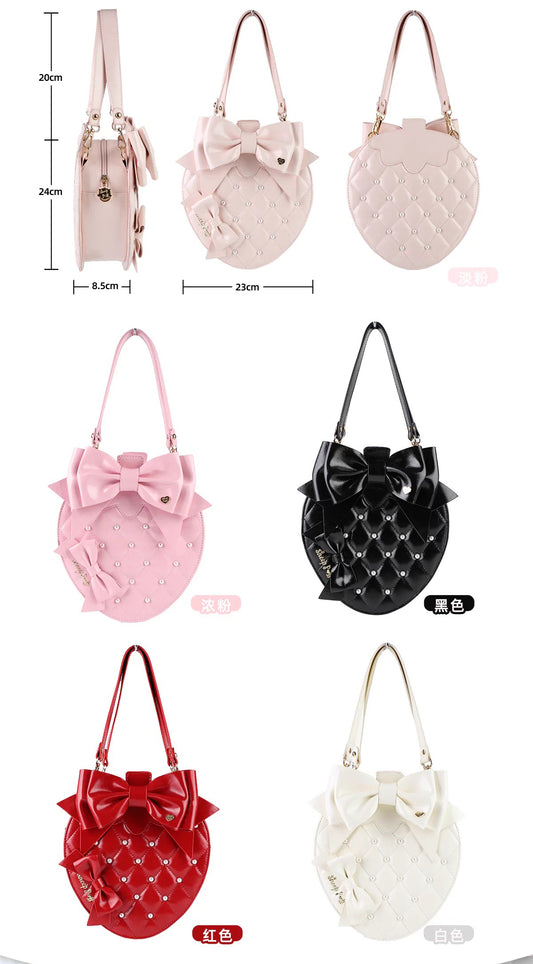 【受注予約~3/15】Pearl Strawberry バッグ【Sheep Puff】