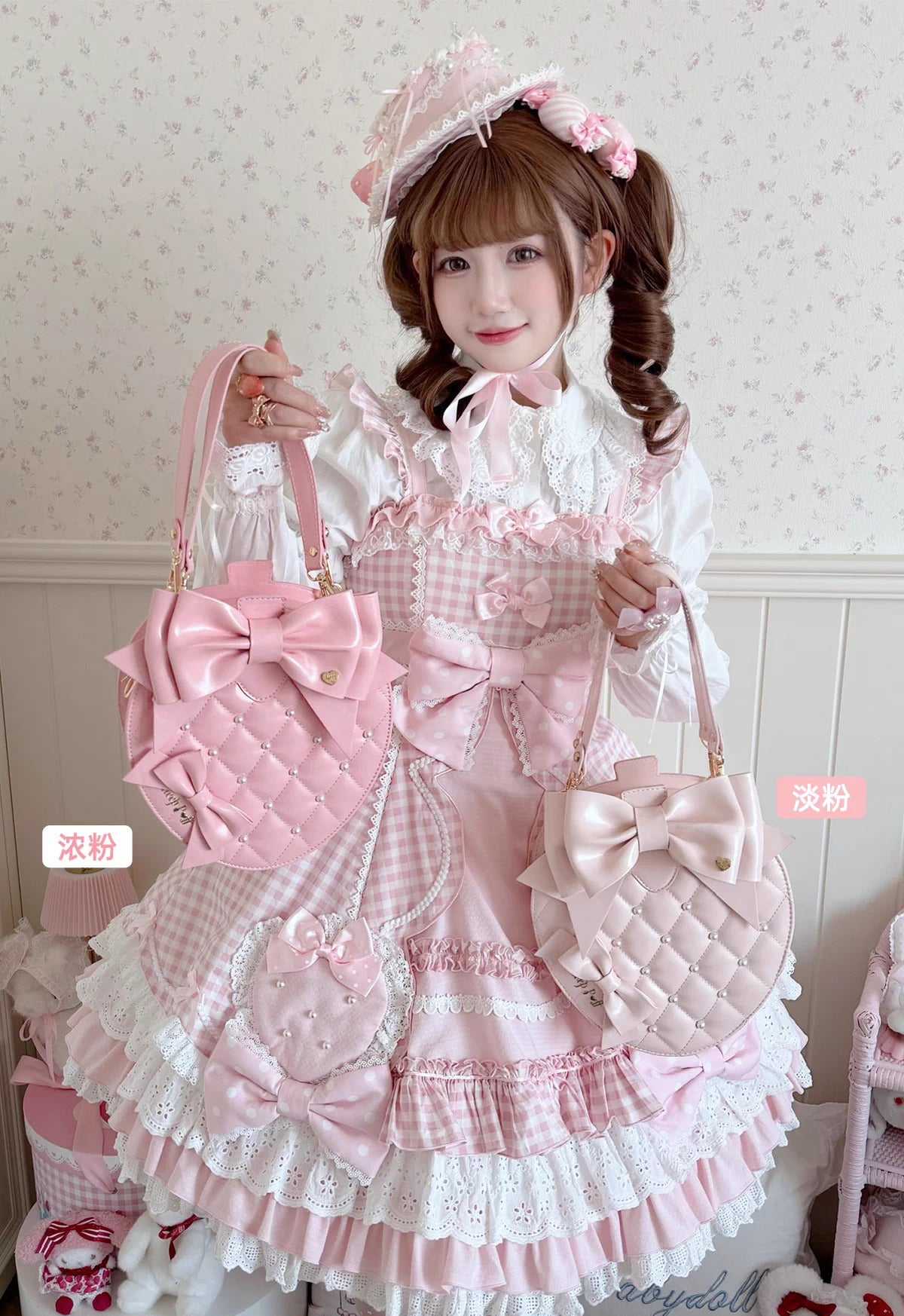【受注予約~3/15】Pearl Strawberry バッグ【Sheep Puff】