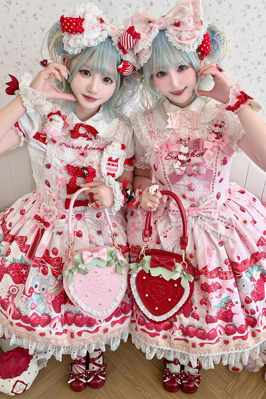 【受注予約~4/9】Sweet  Strawberry Garden バッグ【Sheep Puff】