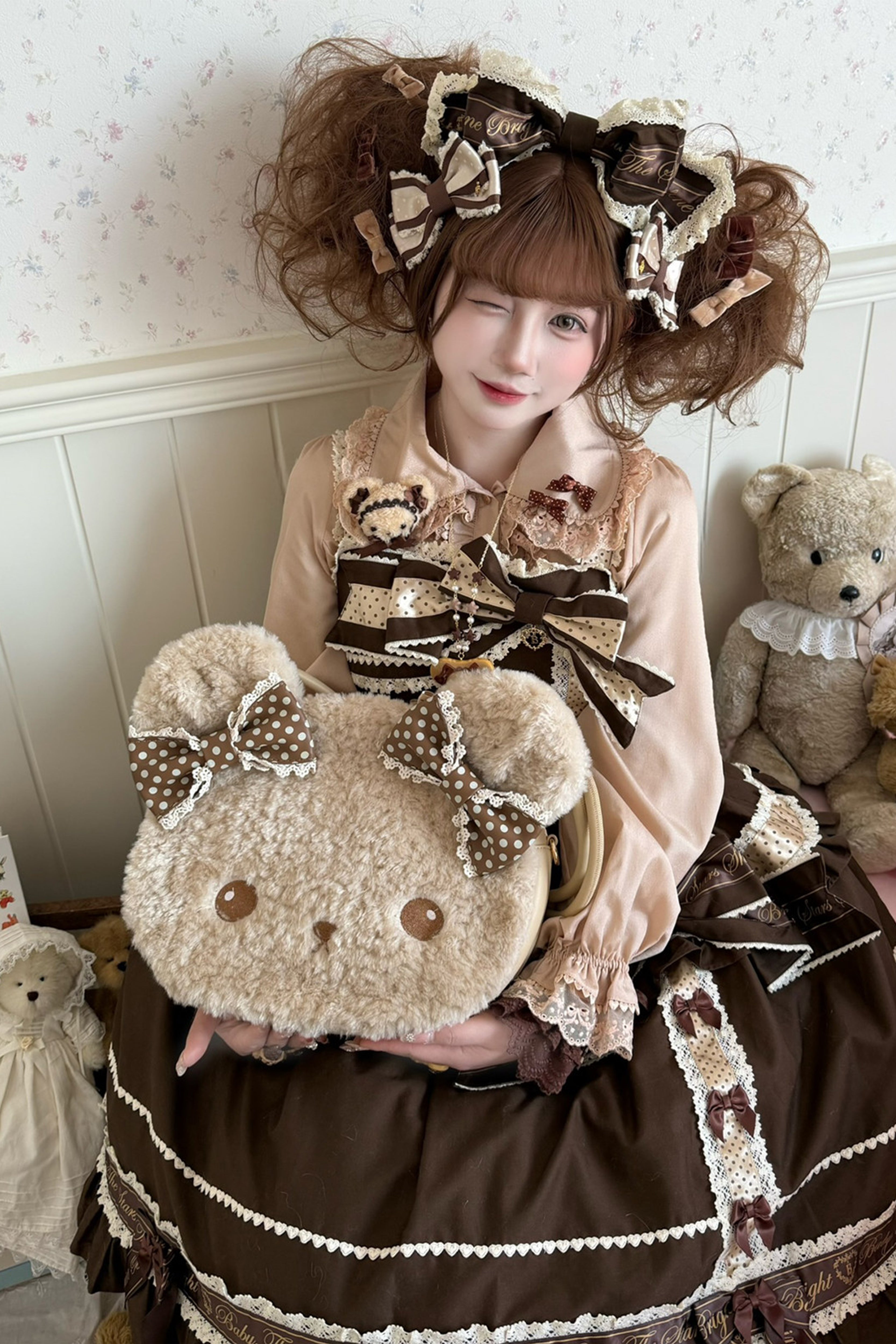 リボンくまちゃんバッグ(ファーver.)【Sheep Puff】 – Epetice