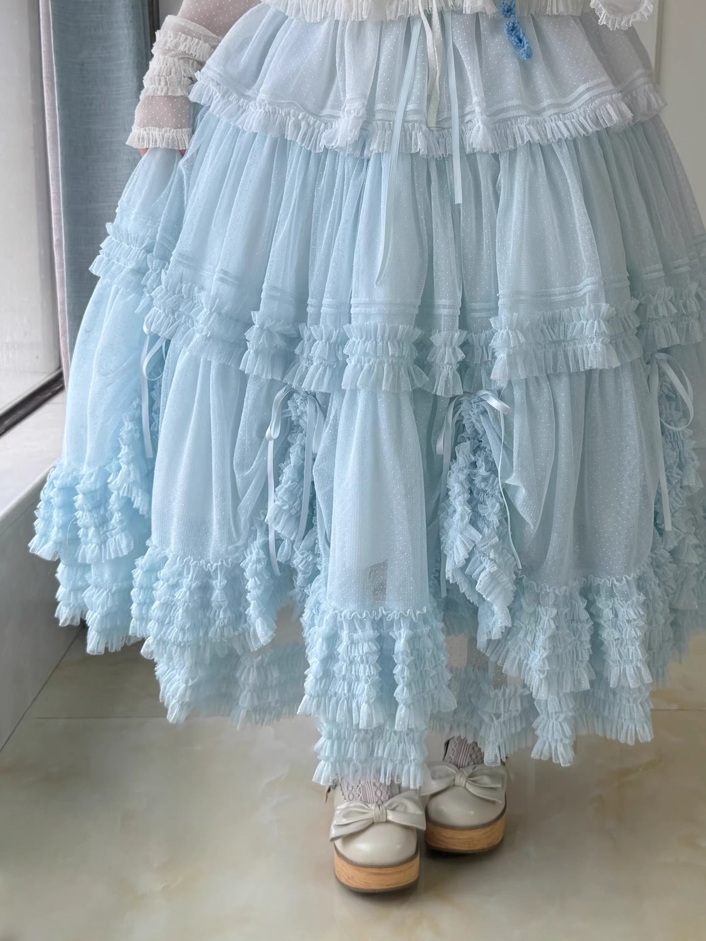 Gepunktetes Tüll-Stufenkleid (110 cm) [Nan'i Western Clothing]