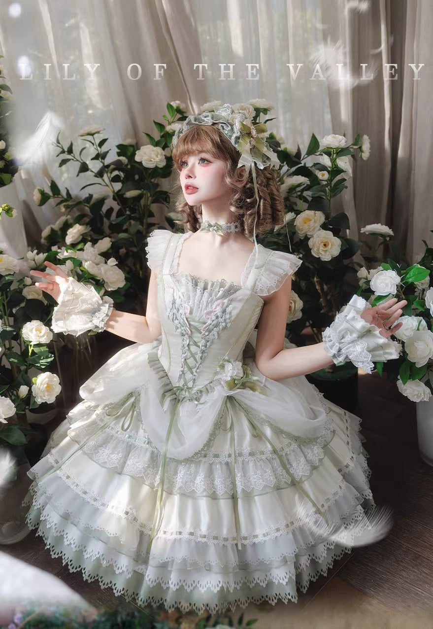 【受注予約~4/5】Lily・Bluebell・LittleYellow・LittleRose ジャンパースカート【咩耶】