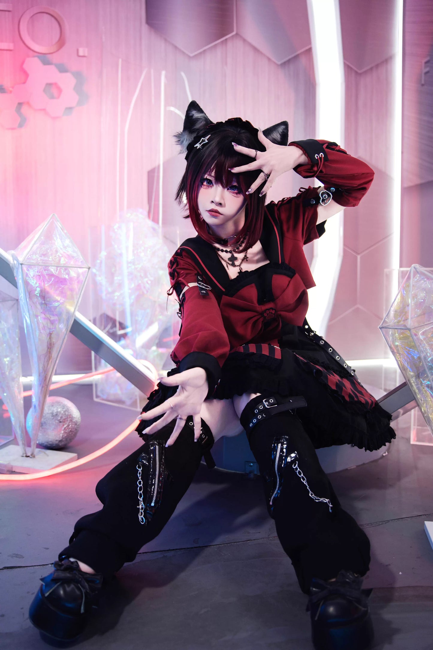 【受注予約~10/6】水色キャット フルセット(レッド・パープル)【Sakura】