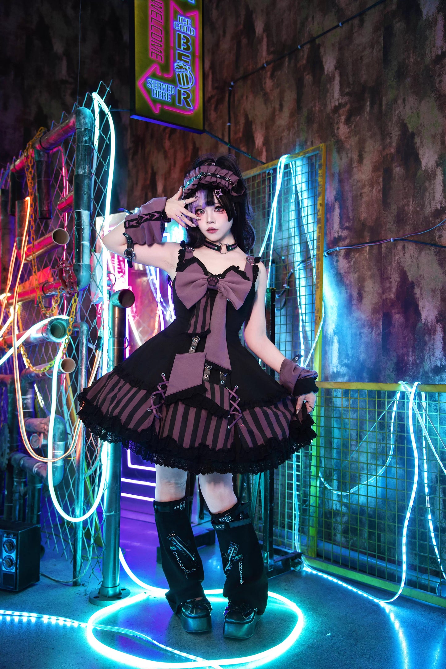 【受注予約~10/6】水色キャット フルセット(レッド・パープル)【Sakura】