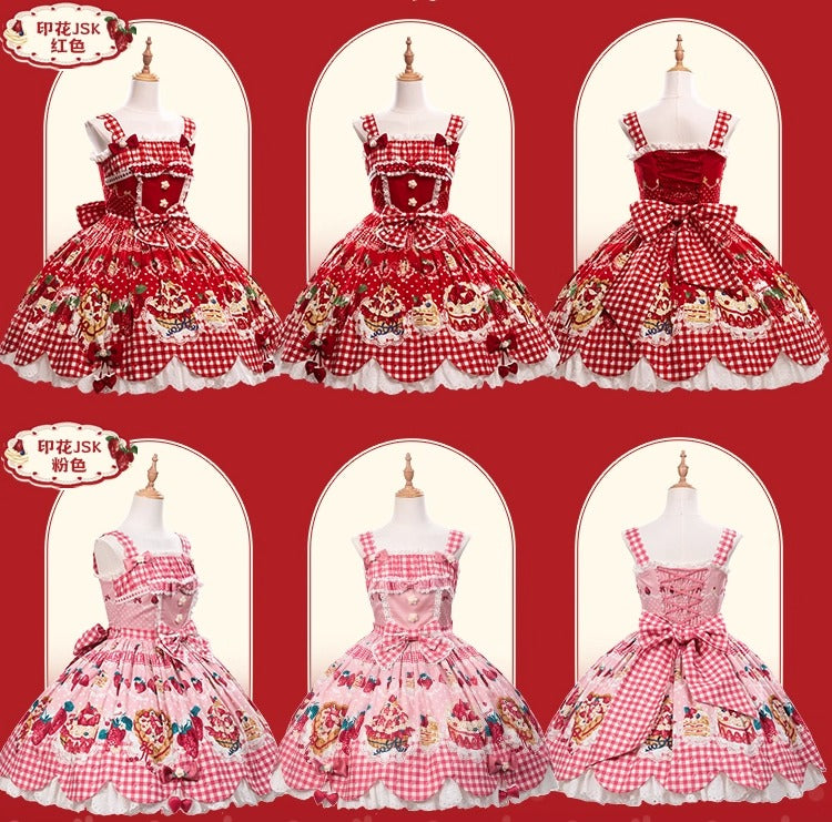 【受注予約~11/18】Strawberry Cake Illustration ジャンパースカート(タイプ2)【花与珍珠匣】