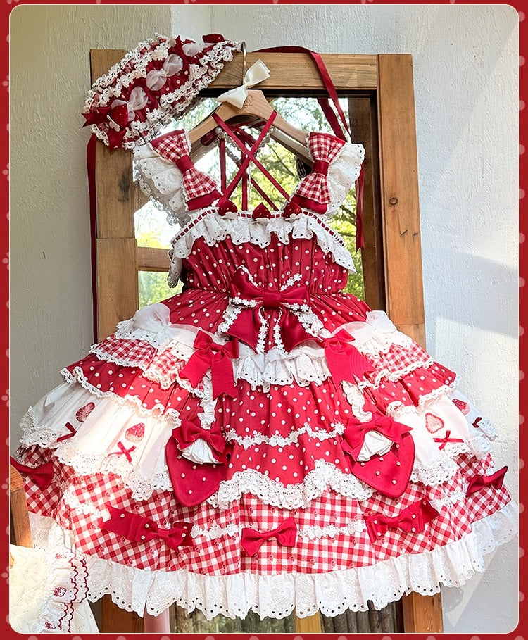 【受注予約~11/18】Strawberry Cake Illustration ジャンパースカート(タイプ1)【花与珍珠匣】