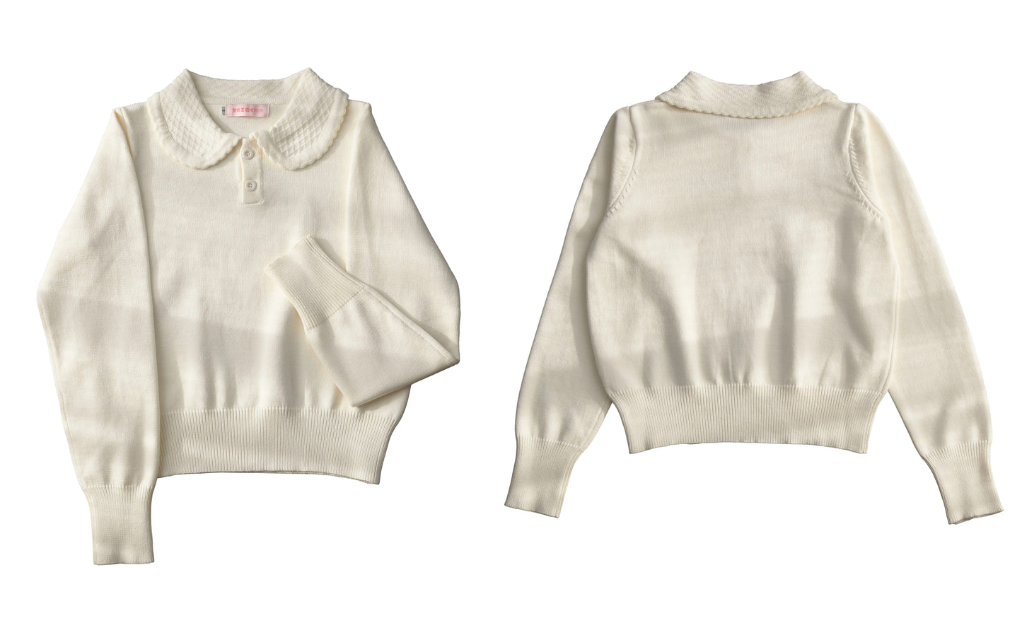 Strickoberteil mit Rundkragen und 2 Knöpfen [MIST]