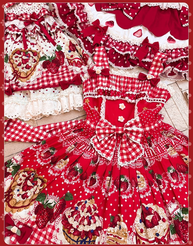 【受注予約~11/18】Strawberry Cake Illustration ジャンパースカート(タイプ2)【花与珍珠匣】