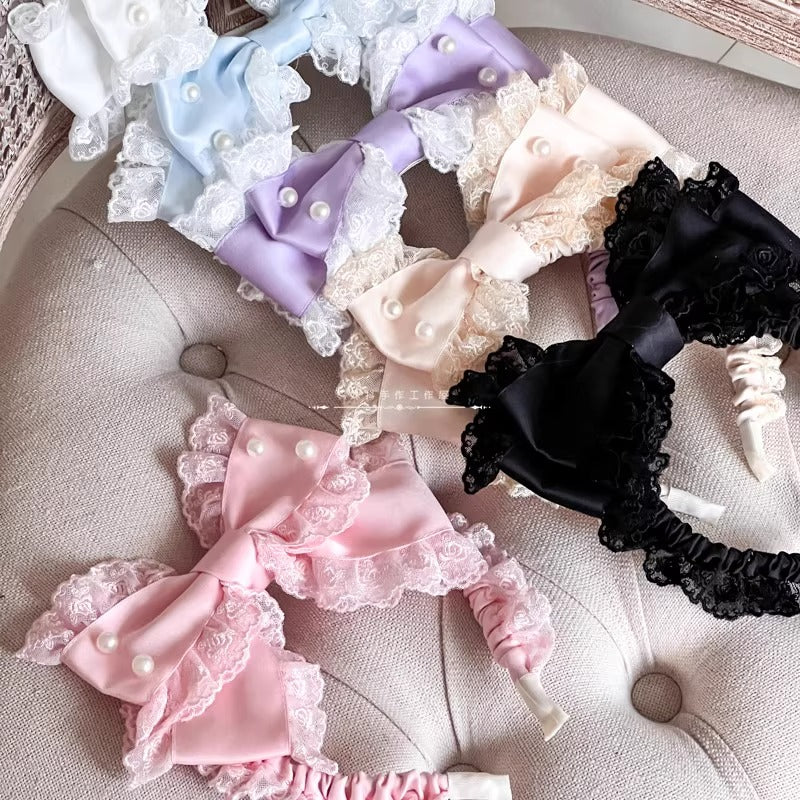 パールリボンカチューシャ【妹抖手作工作屋】