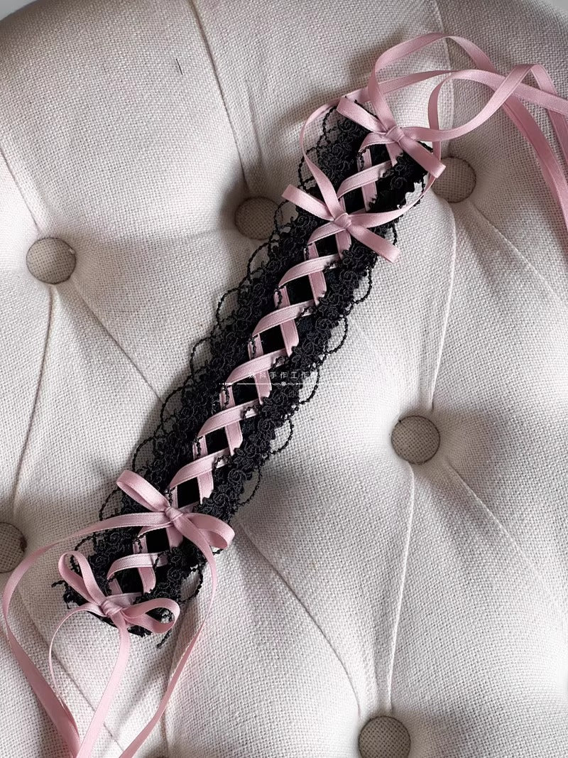 リボンテールヘッドドレス(ブラック)【妹抖手作工作屋】