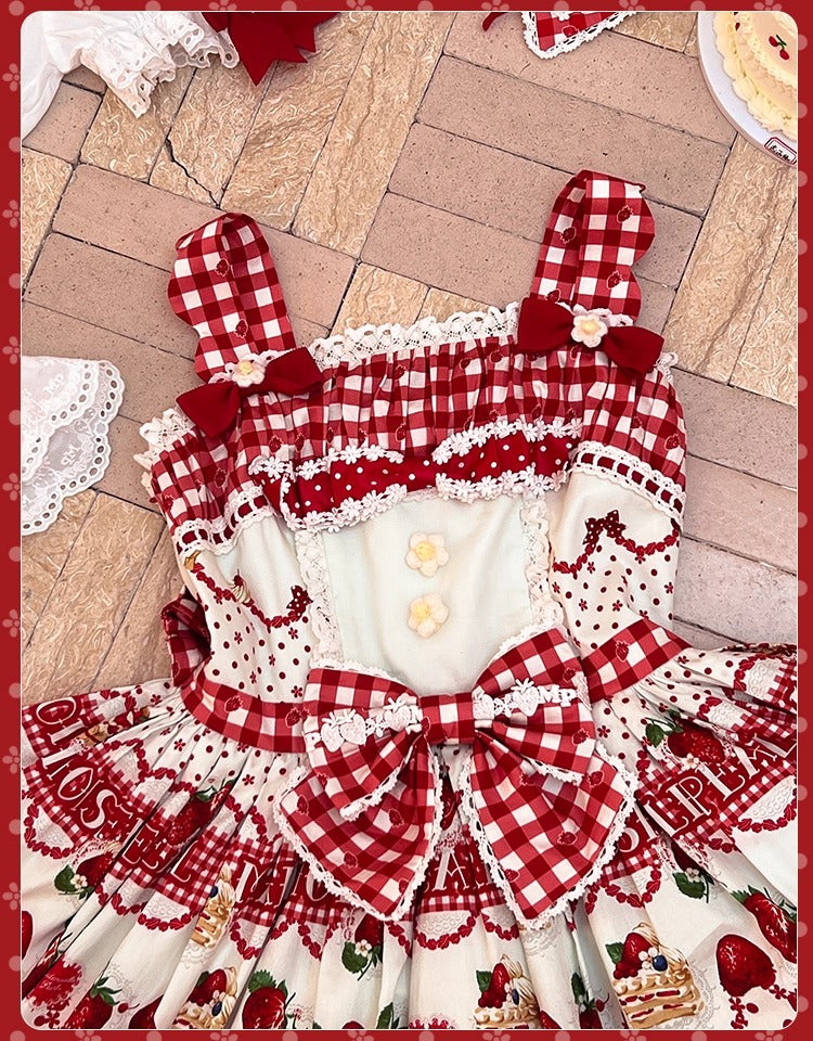 【受注予約~11/18】Strawberry Cake Illustration ジャンパースカート(タイプ2)【花与珍珠匣】