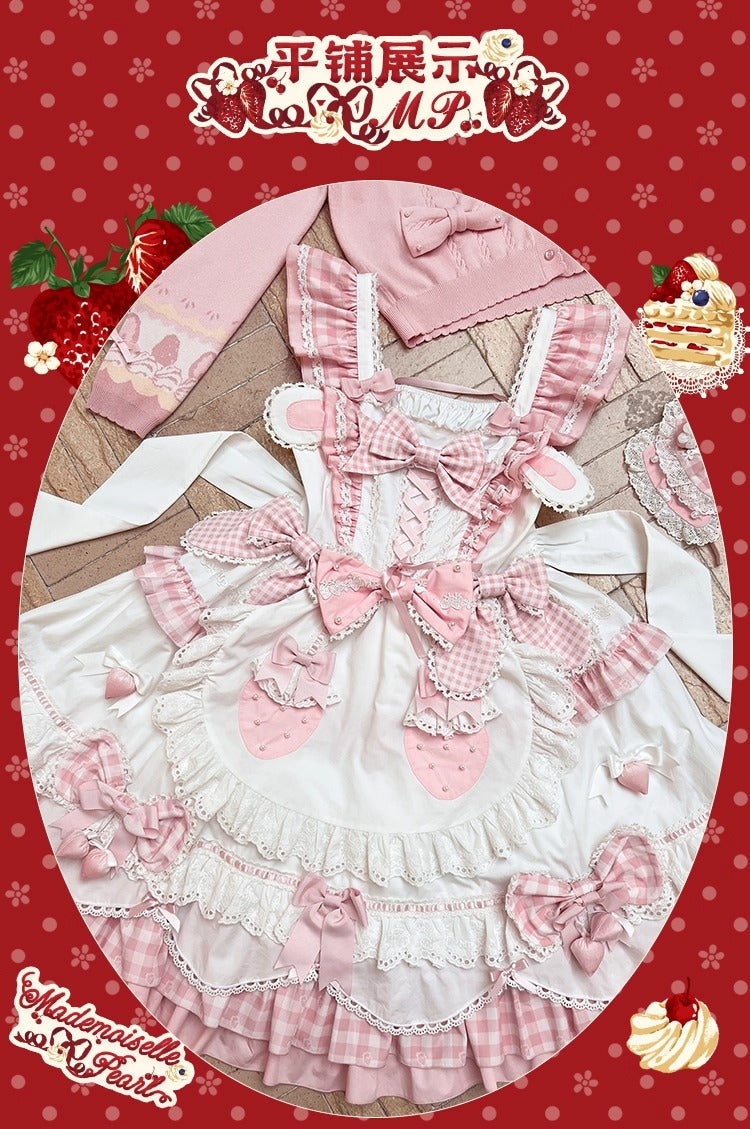 【受注予約~11/18】Strawberry Cake Illustration ギンガムワンピース・ジャンパースカート【花与珍珠匣】