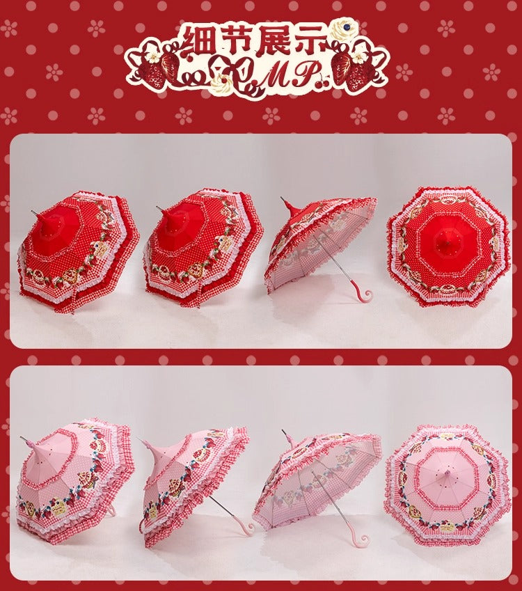 【受注予約~11/18】Strawberry Cake Illustration パラソル【花与珍珠匣】