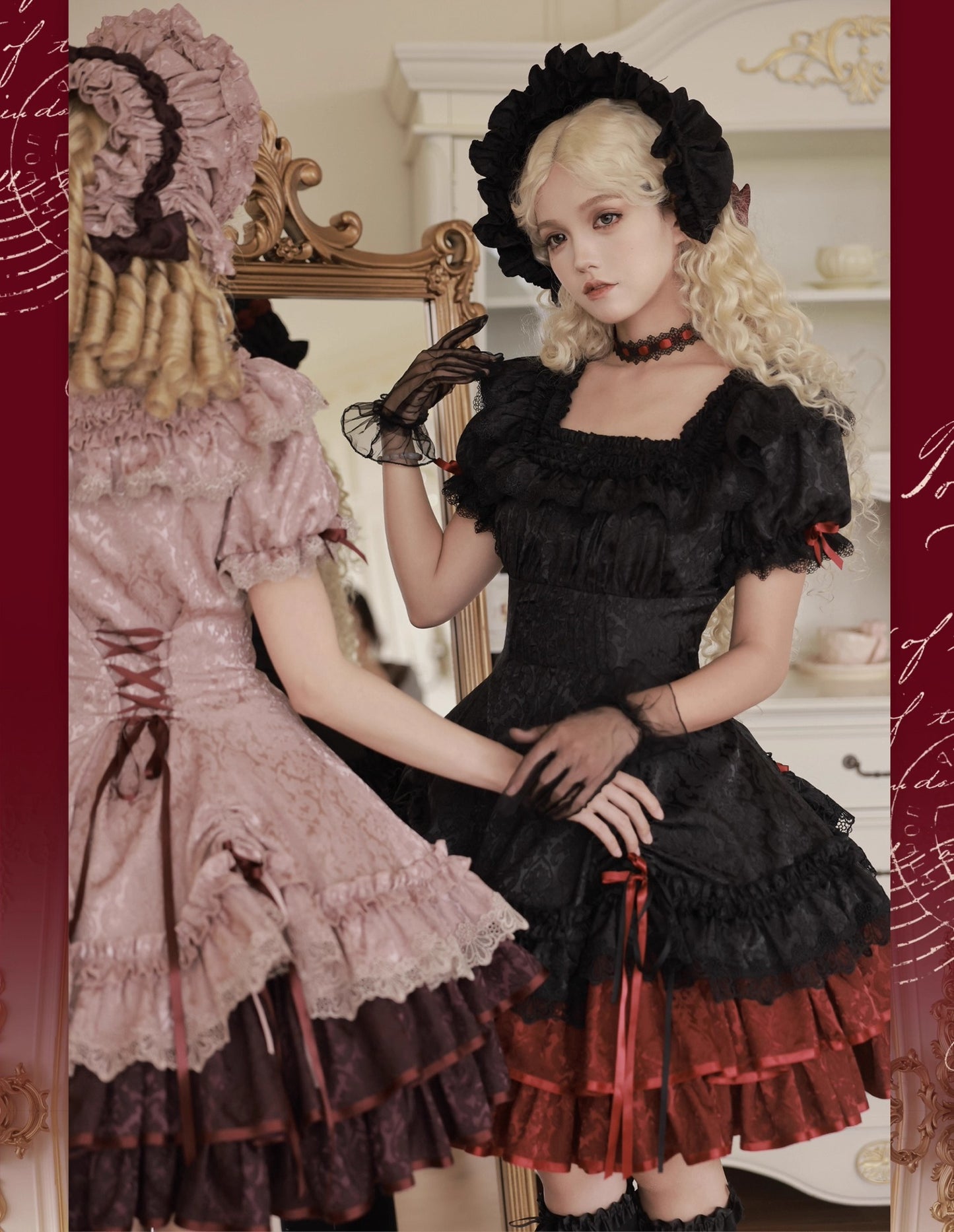 【受注予約~9/11】Old Rose アクセサリー【夜泪百合】