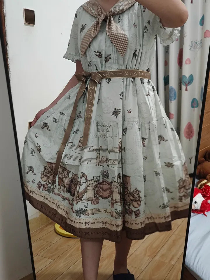 DoReMiCAT Sailor-Kleid und Schleifenset【Fēng yǔ mián】