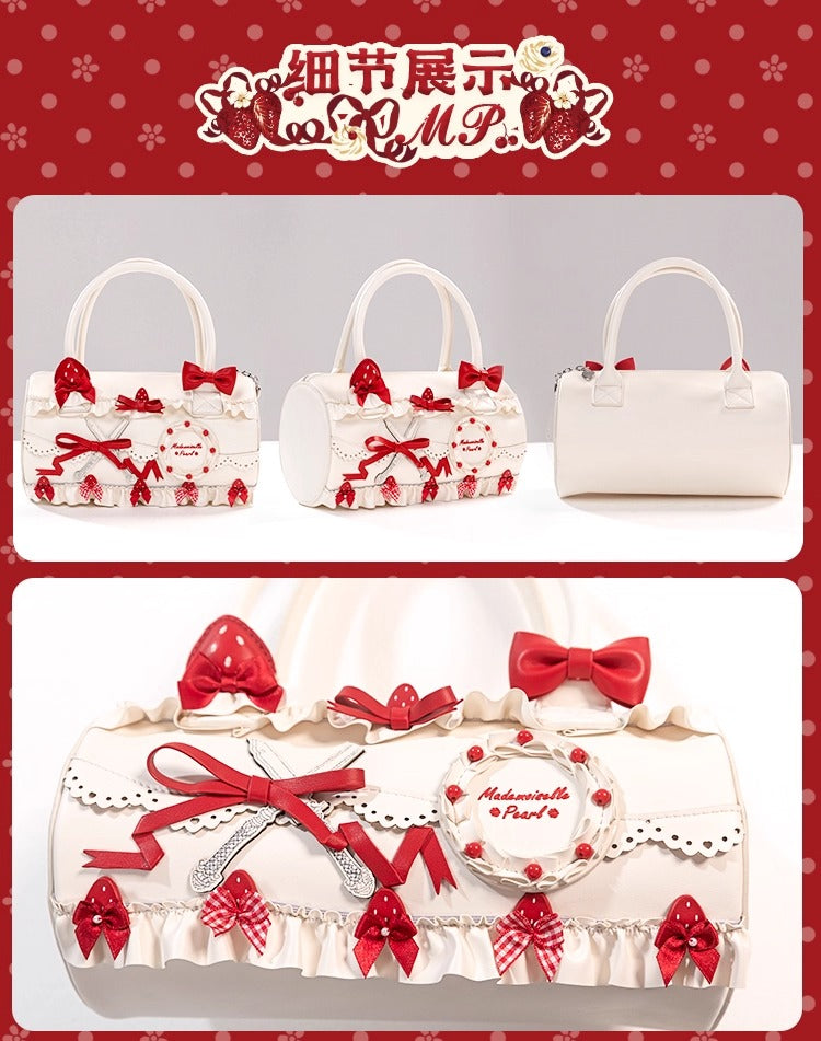 【受注予約~11/18】Strawberry Cake Illustration ハンドバッグ【花与珍珠匣】